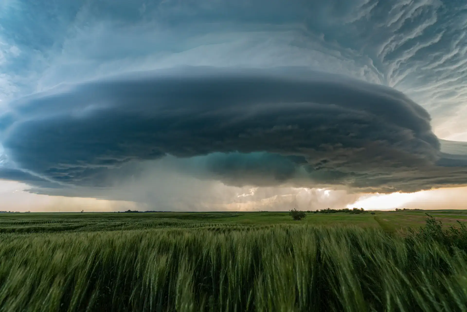 Supercell storm clouds building over the open Oklahoma plains