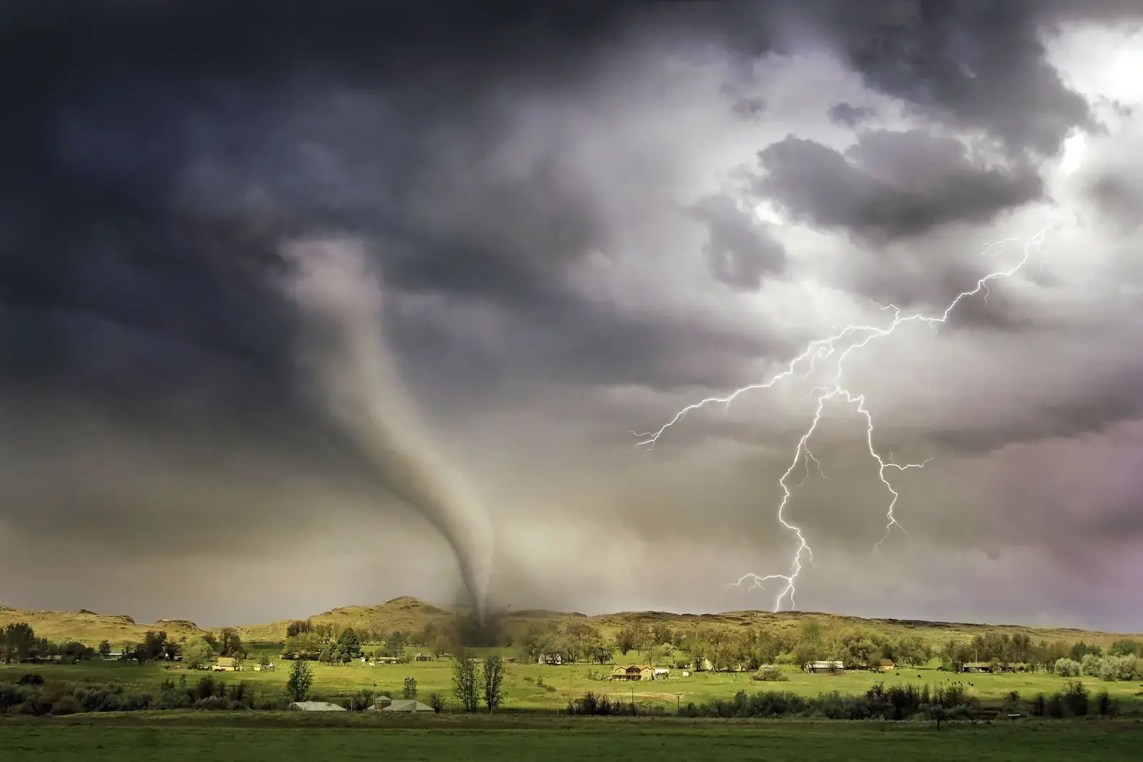 Tornado touching down near a rural community in Oklahoma
